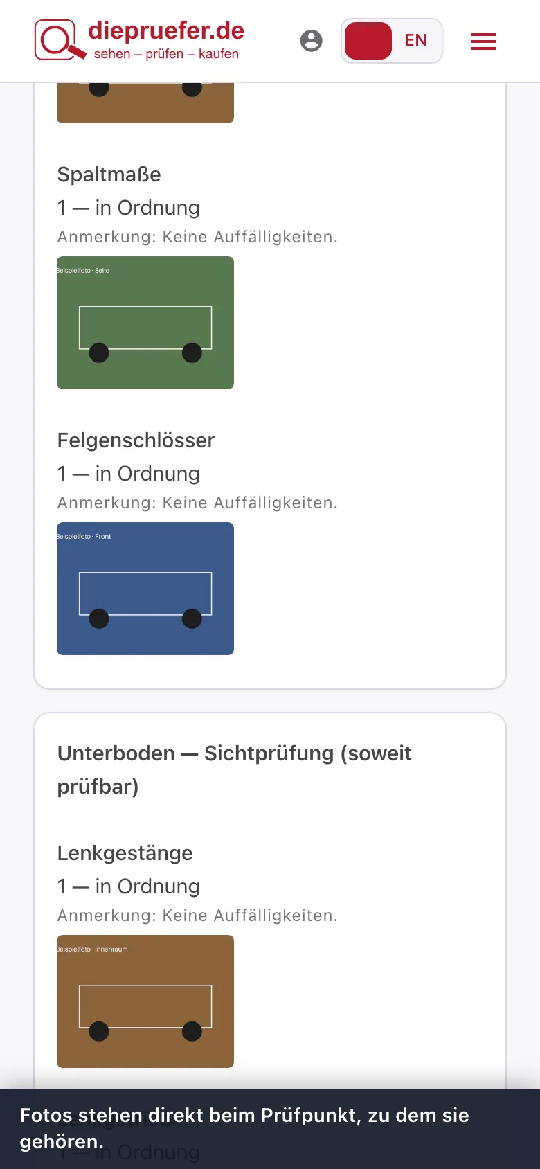 Schritt 5: Fotos stehen direkt beim Prüfpunkt, zu dem sie gehören.
